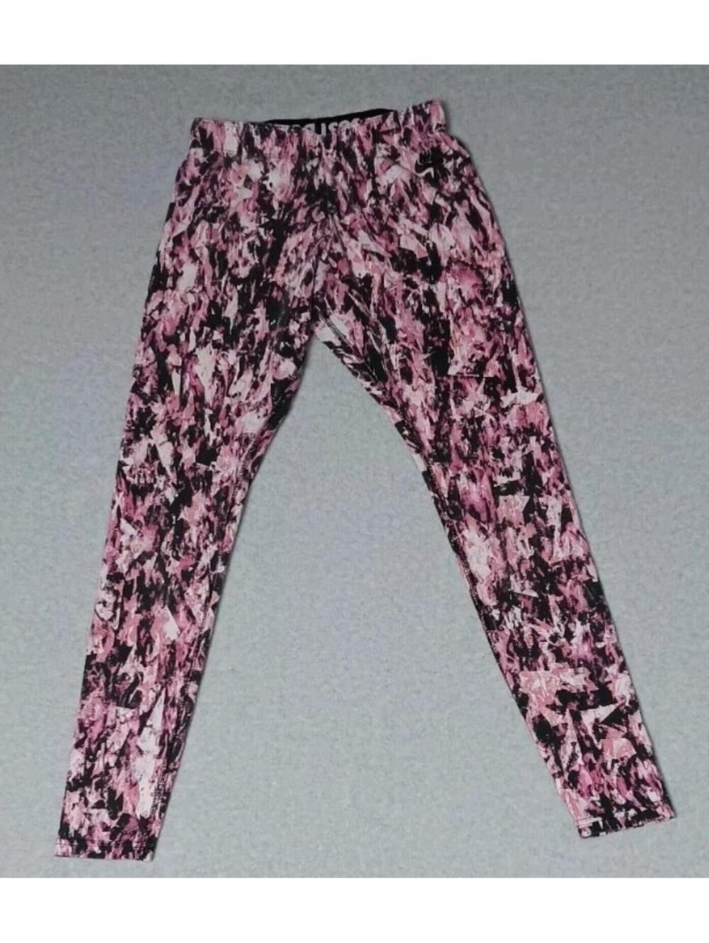 Nike Just Do It Leggings Womens Size Small Pink And Black Elastic Waist Stretch